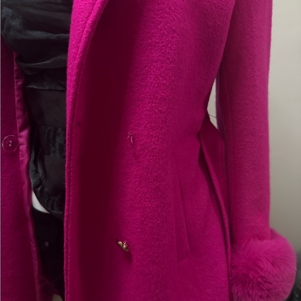 Women's Pink Double-Breasted Coat - Picture 10 of 15